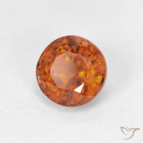 1.10 ct Orange Hessonite Garnet Stone, Natural Hessonite Garnet in Round Facet Shape for Sale