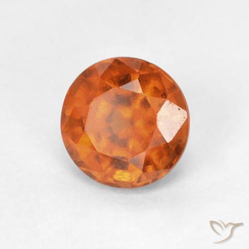 1.01 ct Orange Hessonite Garnet Stone, Natural Hessonite Garnet in Round Facet Shape for Sale