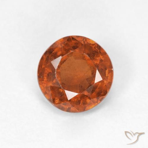 0.95ct Natural Medium Dark-Orange Hessonite Garnet, Round, VS