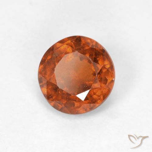 0.95 ct Orange Hessonite Garnet Stone, Natural Hessonite Garnet in Round Facet Shape for Sale