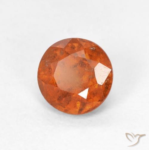 0.92 ct Orange Hessonite Garnet Stone, Natural Hessonite Garnet in Round Facet Shape for Sale