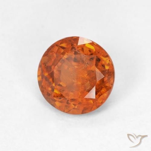 1.07 ct Orange Hessonite Garnet Stone, Natural Hessonite Garnet in Round Facet Shape for Sale