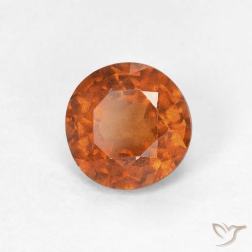 0.81 ct Orange Hessonite Garnet Stone, Natural Hessonite Garnet in Round Facet Shape for Sale