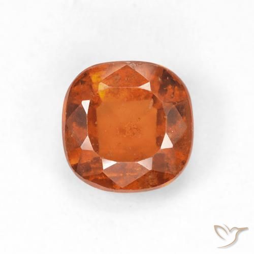 1.33ct Natural Deep Orange Hessonite Garnet, Cushion, VS