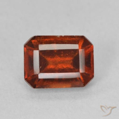 1.41ct Natural Deep Orange Hessonite Garnet, Emerald Cut, VS