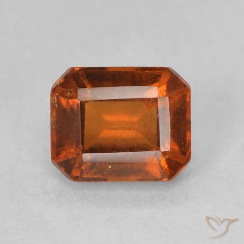1.27ct Natural Deep Orange Hessonite Garnet, Emerald Cut, VS