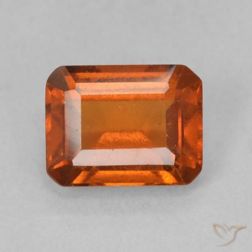 1.56ct Natural Reddish Orange Hessonite Garnet, Emerald Cut, VS