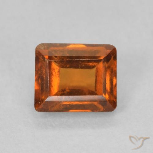 0.66ct Natural Medium Orange Hessonite Garnet, Baguette, VS
