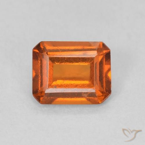 0.83ct Natural Fire Orange Hessonite Garnet, Emerald Cut, VS