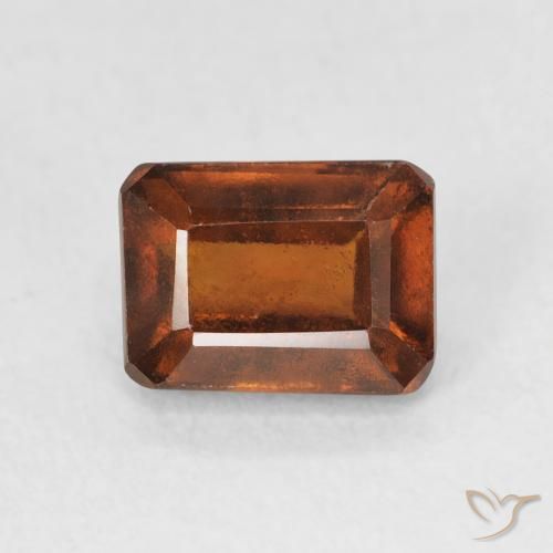 1.58ct Natural Deep Orange Hessonite Garnet, Emerald Cut, VVS-VS