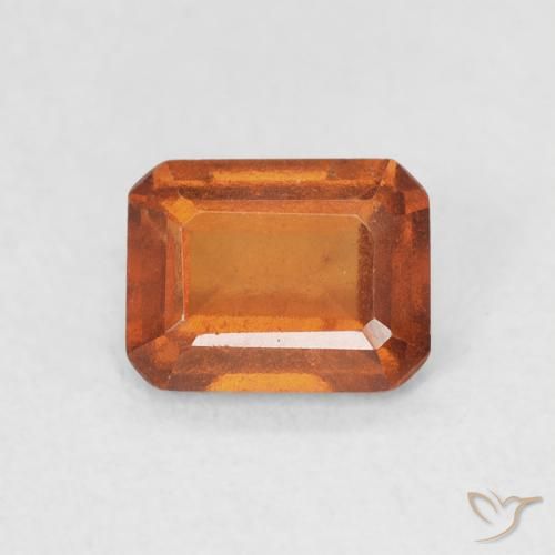 0.90ct Natural Deep Orange Hessonite Garnet, Emerald Cut, VVS-VS