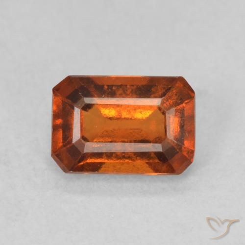 0.90ct Natural Deep Orange Hessonite Garnet, Emerald Cut, VS