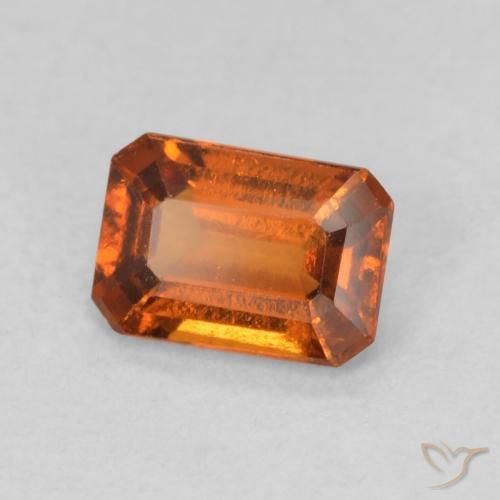 0.82 ct Orange Hessonite Garnet Stone, Natural Hessonite Garnet in Octagon Step Cut Shape for Sale