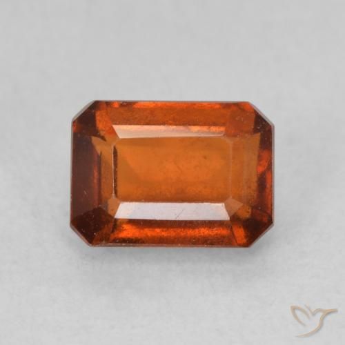 1.50ct Natural Medium Orange Hessonite Garnet, Emerald Cut, VS