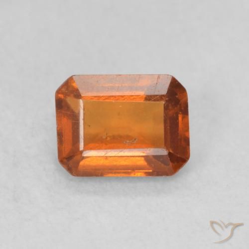0.79ct Natural Deep Orange Hessonite Garnet, Emerald Cut, VS-SI