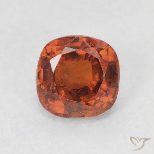 0.96ct Natural Reddish Orange Hessonite Garnet, Cushion, VS
