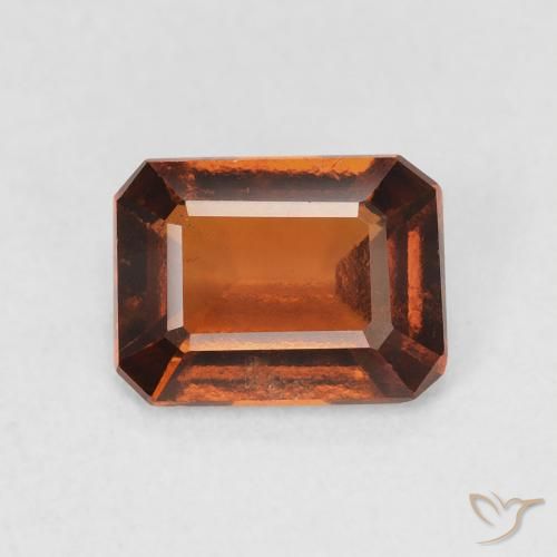 1.42ct Natural Deep Orange Hessonite Garnet, Emerald Cut, VVS