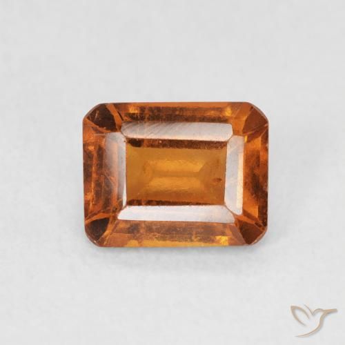1.07ct Natural Deep Orange Hessonite Garnet, Emerald Cut, VS-SI