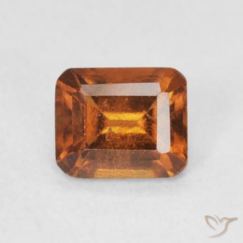 0.86ct Natural Medium Orange Hessonite Garnet, Emerald Cut, VS-SI