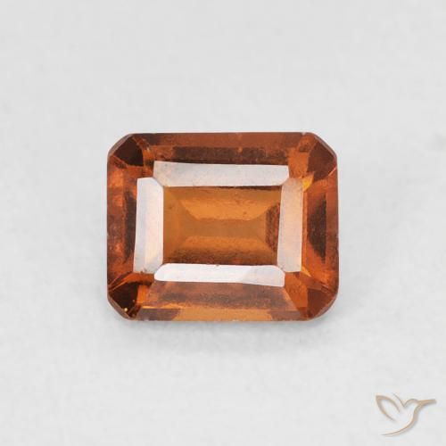 0.77ct Natural Deep Orange Hessonite Garnet, Emerald Cut, VS-SI