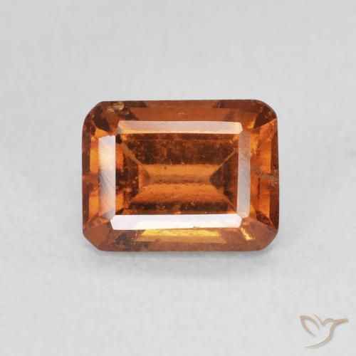 1.61ct Natural Deep Orange Hessonite Garnet, Emerald Cut, VS-SI