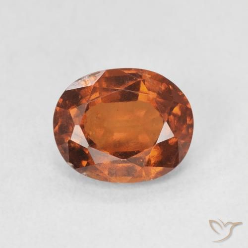 1.69 ct Orange Hessonite Garnet Gemstone, Hessonite Garnet Gem in Oval Facet Shape for Sale.