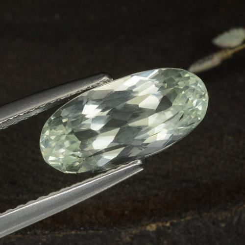 Greenish Grey Hiddenite Gem - 3.8ct Oval Facet (ID: 474585)