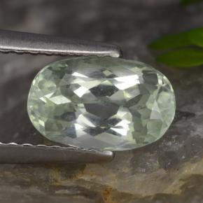 1.48 ct Green Hiddenite Gemstone, Hiddenite Gem in Oval Facet Shape for Sale.