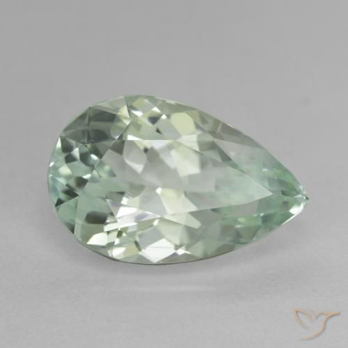 9.73 ct Green Hiddenite Stone, Natural Hiddenite in Pear Facet Shape for Sale