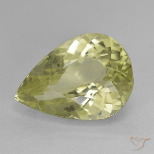 11.36 ct Yellow Hiddenite Gemstone, Hiddenite Gem in Pear Facet Shape for Sale.