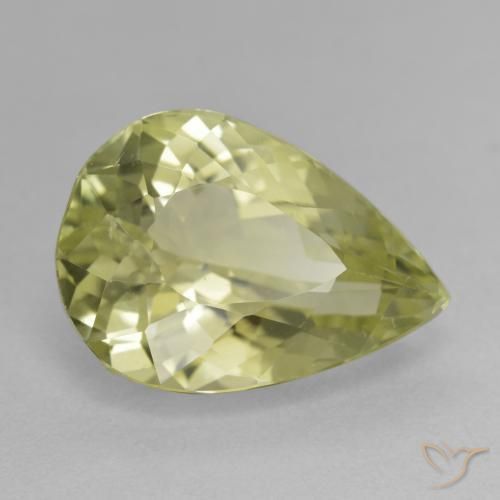 11.36 ct Yellow Hiddenite Stone, Natural Hiddenite in Pear Facet Shape for Sale