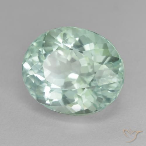 16.49 ct Turquoise Hiddenite Stone, Natural Hiddenite in Oval Facet Shape for Sale