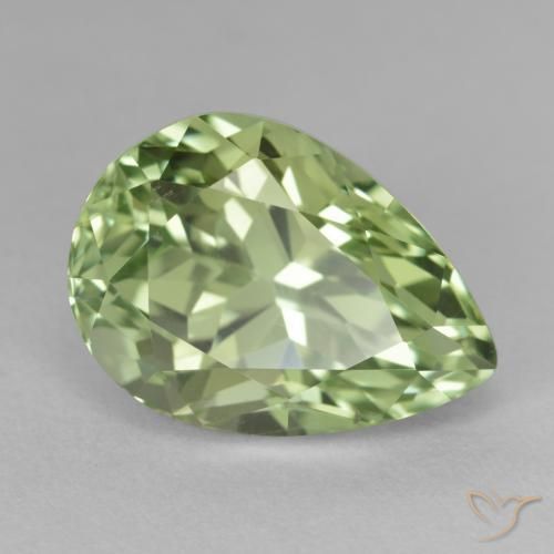 13.80 ct Green Hiddenite Stone, Natural Hiddenite in Pear Facet Shape for Sale
