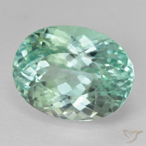 30.58 ct Turquoise Hiddenite Stone, Natural Hiddenite in Oval Facet Shape for Sale