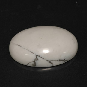 8.82 ct White Howlite Gemstone, Howlite Gem in Oval Cabochon Shape for Sale.