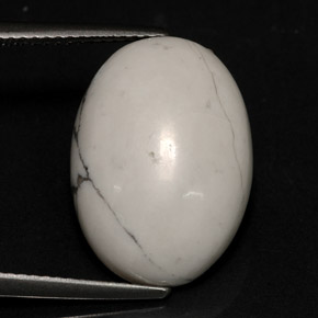 8.82 ct White Howlite Stone, Natural Howlite in Oval Cabochon Shape for Sale