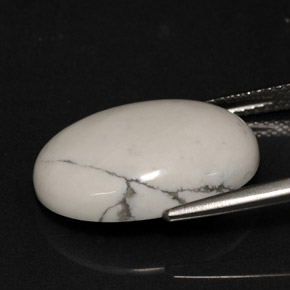 Howlite Gemstone in 18.3 x 13.2 mm Size for Sale, Howlite Stone in Greyish White Color