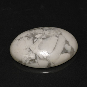 9.53 ct White Howlite Gemstone, Howlite Gem in Oval Cabochon Shape for Sale.