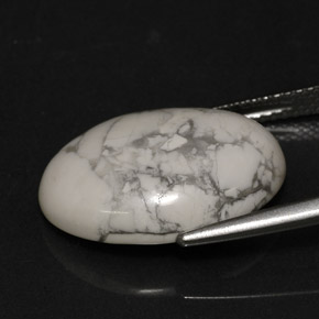 Howlite Gemstone in 18 x 13 mm (calibrated) Size for Sale, Howlite Stone in Greyish White Color