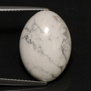 9.54 ct White Howlite Stone, Natural Howlite in Oval Cabochon Shape for Sale