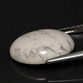 Howlite Gemstone in 18 x 13 mm (calibrated) Size for Sale, Howlite Stone in Greyish White Color