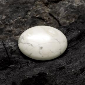 9.74 ct White Howlite Gemstone, Howlite Gem in Oval Cabochon Shape for Sale.