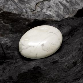 9.74 ct White Howlite Stone, Natural Howlite in Oval Cabochon Shape for Sale