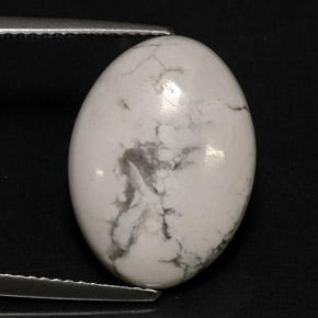 8.21 ct White Howlite Gemstone, Howlite Gem in Oval Cabochon Shape for Sale.
