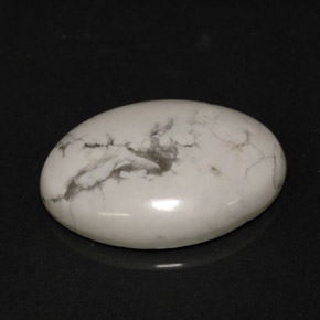 8.21 ct White Howlite Stone, Natural Howlite in Oval Cabochon Shape for Sale