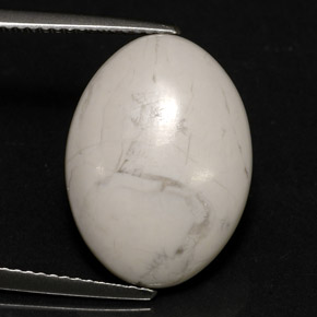 9.26 ct White Howlite Stone, Natural Howlite in Oval Cabochon Shape for Sale