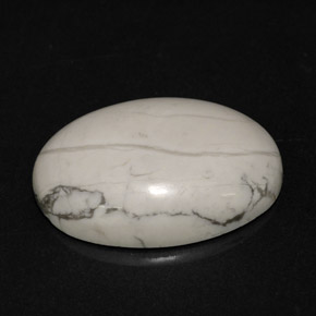 9.46 ct White Howlite Gemstone, Howlite Gem in Oval Cabochon Shape for Sale.