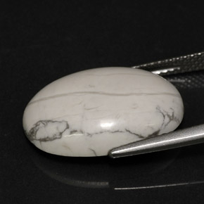 Howlite Gemstone in 18 x 13 mm (calibrated) Size for Sale, Howlite Stone in Greyish White Color