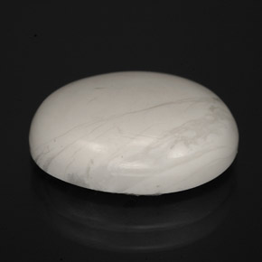 6.21 ct White Howlite Gemstone, Howlite Gem in Oval Cabochon Shape for Sale.