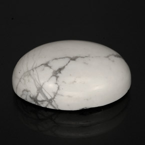 5.82 ct White Howlite Gemstone, Howlite Gem in Oval Cabochon Shape for Sale.